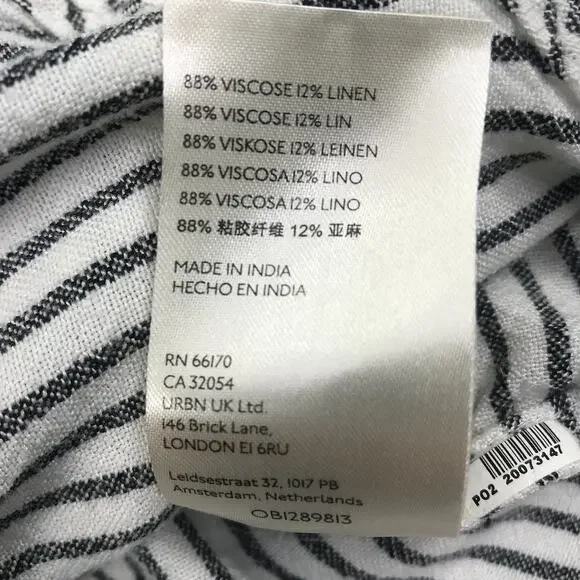 FREE PEOPLE One & Only Linen Blend Blouse Tunic Sz L Black White Boho Festival - Picture 11 of 11